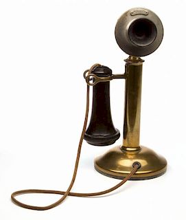 AMERICAN BELL TELEPHONE CO. BRASS CANDLESTICK PHONE