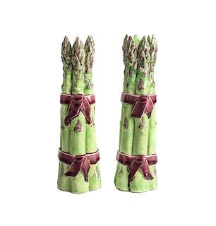 Dodie Thayer Earthenware Porcelain Asparagus Candlesticks