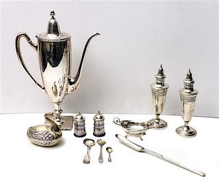 A Collection of American and English Silver Articles, Height of tallest 11 3/4 inches.