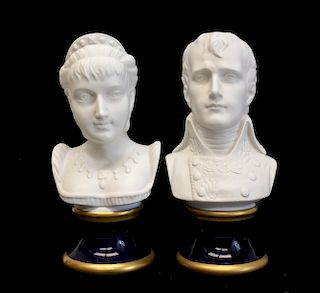 Pair Porcelain Bust Napoleon & Josephine