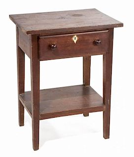 SOUTHERN YELLOW PINE AND WALNUT ONE-DRAWER STAND TABLE