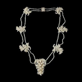 Victorian Seed Pearl Foliate Necklace