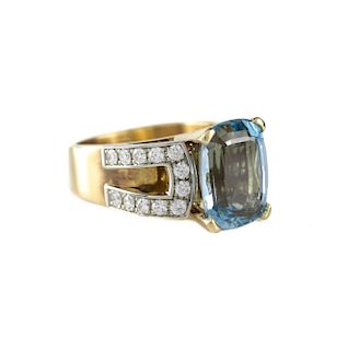 Jean-Francois Albert 18k Gold, Diamond, Aquamarine Ring