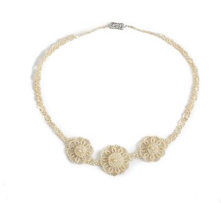14k Gold Victorian Seed Pearl Necklace