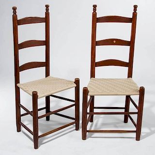 AMERICAN PAINTED LADDER-BACK SIDE CHAIRS, PAIR