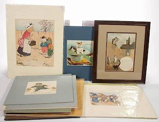 ASSORTED CAT LITHOGRAPH PRINTS / PLATES, LOT OF 13