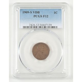 United States Lincoln Wheat Ears Reverse Penny 1909-S VDB, PCGS F12