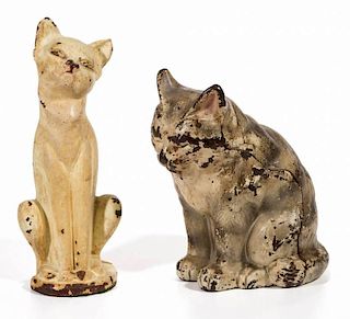 HUBLEY FIGURAL CAT CAST-IRON DOORSTOPS, LOT OF TWO