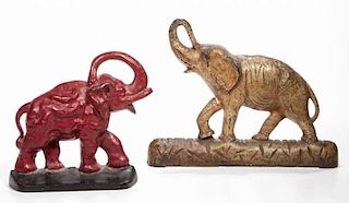 ASSORTED FIGURAL ELEPHANT CAST-IRON DOORSTOPS / RELATED FIGURES, LOT OF TWO