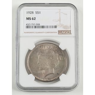 United States Peace Dollar 1928, NGC MS62
