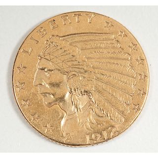 United States Indian Head $2.50 Gold Coin 1912
