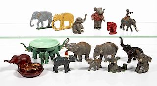 ASSORTED WHITE-METAL ELEPHANT FIGURES, LOT OF 15
