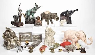 ASSORTED FIGURAL ELEPHANT ARTICLES, LOT OF 23