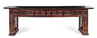 * A Large Chinese Bamboo and Lacquer Altar Table, Pingtou'an Height 36 x width 114 x depth 19 inches.