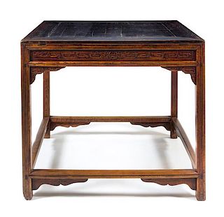 * A Chinese Hardwood Square Table, Fangzhuo Height 33 1/2 x width 38 1/4 x depth 38 inches.