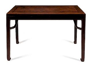 * A Chinese Elmwood Rectangular Table, Shuzhuo Height 33 1/2 x width 53 x depth 30 1/2 inches.