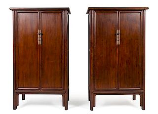 * A Large Pair of Elmwood Cabinets, Yuanjiaogui Each height 88 x width 47 x depth 24 inches.