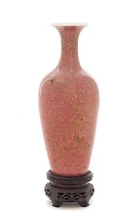 * A Chinese Peachbloom Glazed Porcelain Amphora Vase, Liuyezun Height 5 3/4 inches.