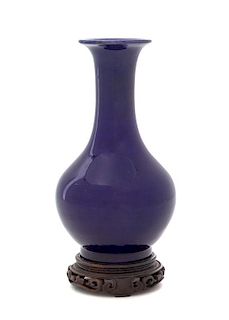 * A Chinese Aubergine Glazed Porcelain Vase Height 6 inches.