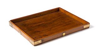 * A Chinese Huanghuali Rectangular Tray, Pan Length 11 5/8 x width 9 7/8 x depth 1 inches.