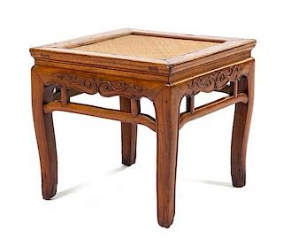 * A Chinese Huanghuali Square Stool, Fangdeng Height 16 3/4 x width 18 5/8 x depth 18 5/8 inches.