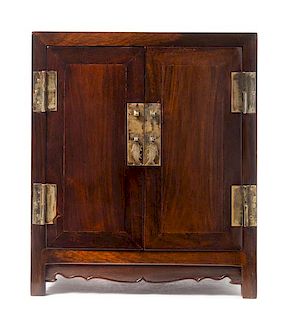 * A Chinese Zitan Kang Cabinet, Antougui Height 13 3/4 x width 11 5/8 x depth 6 3/4 inches.