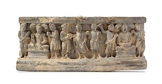 A Gandharan Schist Relief Panel Length 13 1/2 inches.