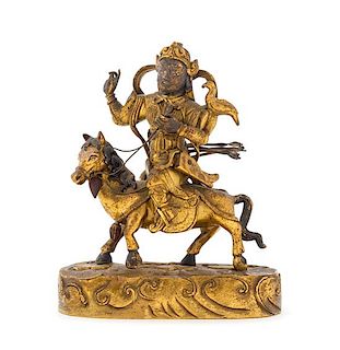 A Gilt Bronze Figure of Guardian Weituo Height 4 1/4 inches.