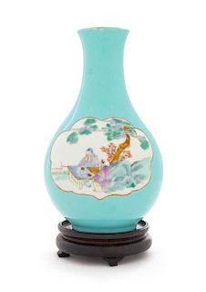 * A Famille Rose Porcelain Vase Height 7 1/2 inches.