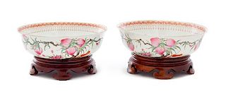 A Pair of Iron Red and Famille Rose Porcelain Bowls Diameter 7 inches.