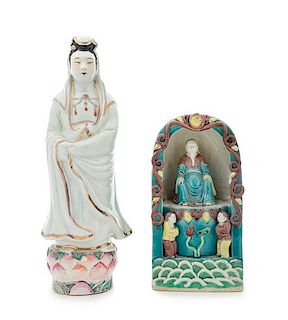 Two Porcelain Figures of Immortals Height of taller 15 1/4 inches.