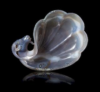 A Mughal-Style Carved Agate Ram-Head Dish Length 7 1/2 inches.