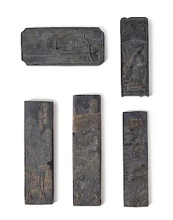 A Set of Five Ink Stones Length of largest 5 1/4 inches.