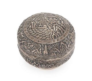 A Chinese Export Silver Covered Box Diameter 5 inches.