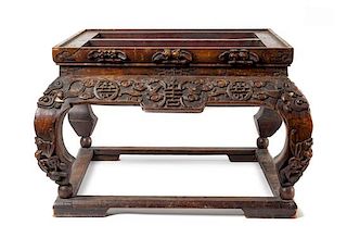 * A Large Carved Hardwood Jardiniere Stand 14 1/8 x 23 x 22 1/4 inches.