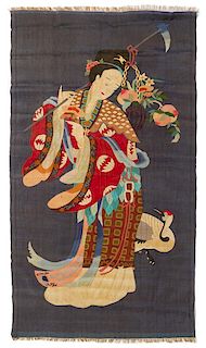 A Chinese Embroidered Kesi Silk Panel 54 x 30 1/4 inches.