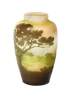 A Galle Cameo Glass Vase, Height 6 inches.