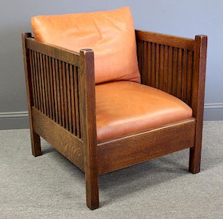 Stickley Audi Signed Oak Spindle Chair.