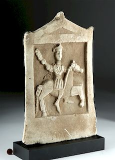 Large Thracian Marble Stela - Horseman