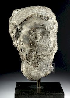 Large Roman Stone Head of Bearded Soldier