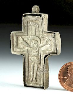 Late Byzantine Silvered Bronze Reliquary Cross