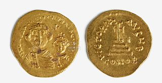 Heraclius with Heraclius Constantine Gold Solidus Coin