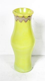 A Tiffany Favrile Glass Vase, Height 9 1/2 inches.