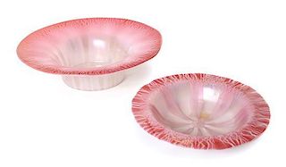 Two Tiffany Pastel Favrile Glass Articles, Diameter of larger 10 1/8 inches.