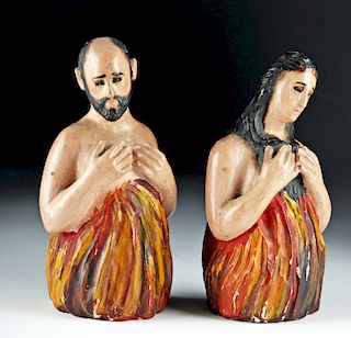 19th C. Guatemalan Wooden Figures - Animas Solas (pr)