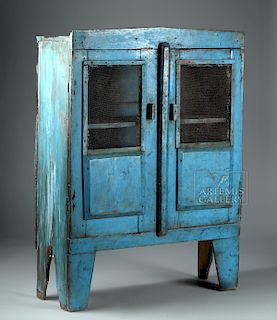 19th C. Mexican Painted Wood Hutch / Cabinet