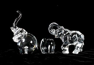 A Collection of Glass Elephants, Height of tallest 9 inches.
