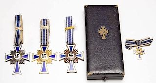 GERMAN MILITARY WORLD WAR TWO "MOTHER'S CROSS" MEDALS, LOT OF THREE