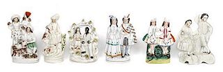 Six Staffordshire Earthenware Figural Groups, Height of tallest 7 1/2 inches.