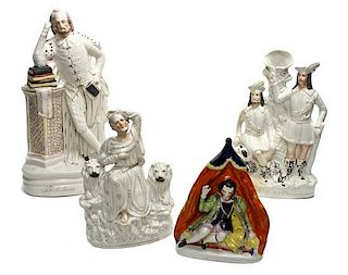 Four Staffordshire Historical Figural Groups, Height of first 18 1/2 inches.